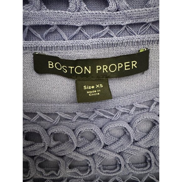 Boston Proper Periwinkle Illusion Neckline Knit Sweater Top Shirt Size XS - Picture 4 of 6